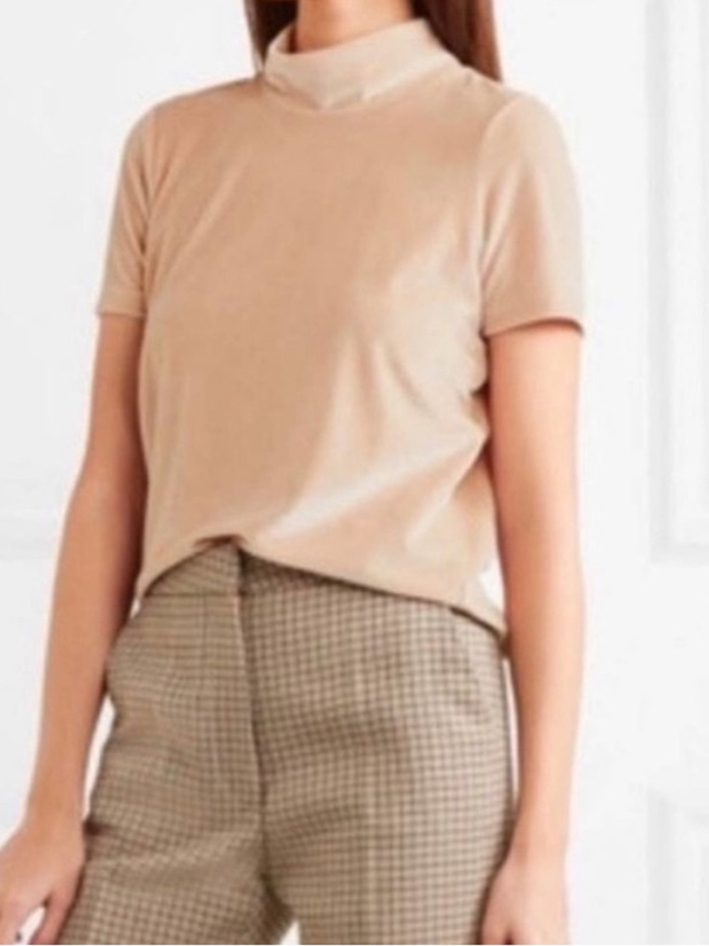 Madewell Avalon Dusty Pink Mock-neck Velvet Top Size L